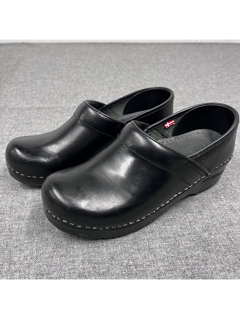 Sanita Original Danish Clogs Black Leather Professional Women’s 38 US 7.5 Work